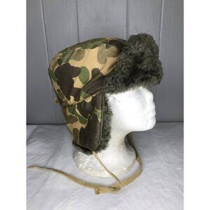 Vintage Browning Duck Hunting Down Winter Bomber Trapper Hat Cap sz SM